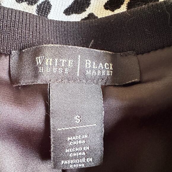 NEW WHBM Animal Print Full Zip Cardigan Sweater Office Preppy Black Trim Small - Picture 6 of 8